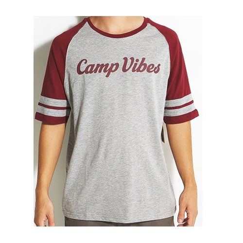 Poler Camp Vibes Football Jersey Heather Grey Berry Wine - Large