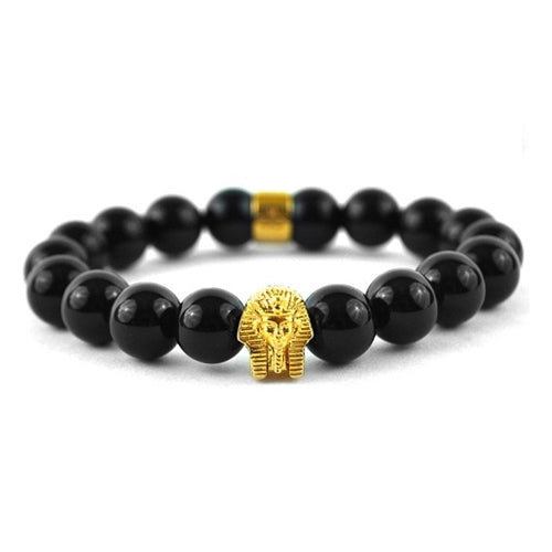 Gold Gods Pharoah Bead Bracelet Gloss Black Gold