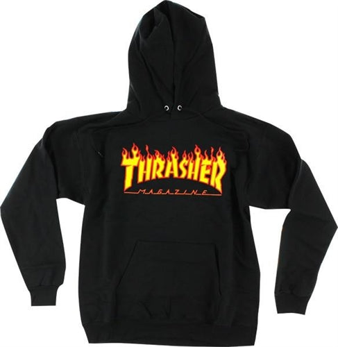 Thrasher Flames Hoody Black Orange Medium