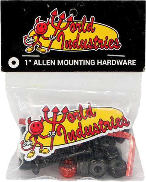 WORLD INDUSTRIES HARDWARE SET ALLEN 1" BLACK W/RED