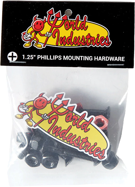 WORLD INDUSTRIES HARDWARE SET PHILLIPS 1.25" BLACK W/RED