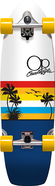 OP SUNSET SURFSKATE SKATEBOARD COMPLETE 9.75x29.5 WHT/NAVY