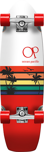 OP SUNSET CRUISER SKATEBOARD COMPLETE 8.75x30 WHT/RED