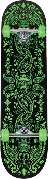 SPEED DEMONS BANDANA SKATEBOARD COMPLETE-8.25 BLK/GREEN