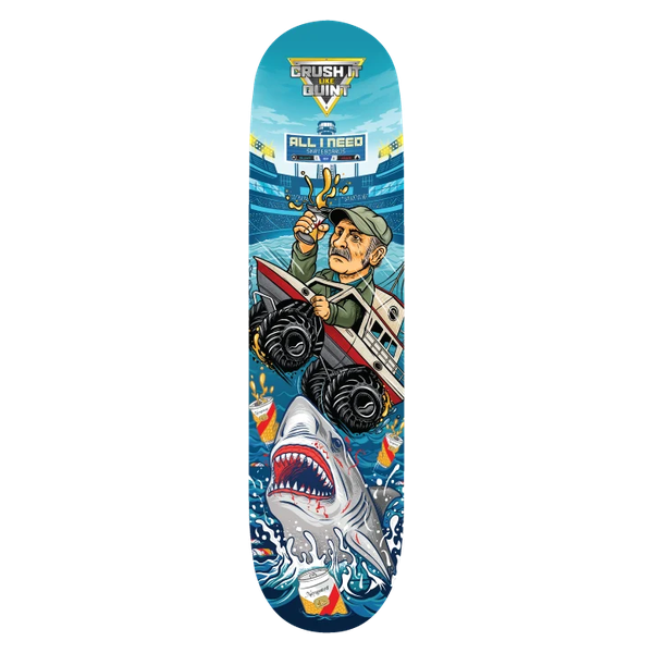 ALL I NEED NARRAGANSETT MONSTER TRUCK QUINT SKATEBOARD DECK-8.25