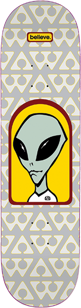 ALIEN WORKSHOP BELIEVE SKATEBOARD DECK-8.62 GREY