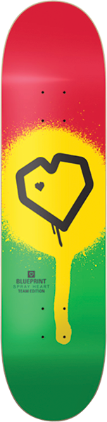 BLUEPRINT SPRAY HEART SKATEBOARD DECK-8.0 RASTA