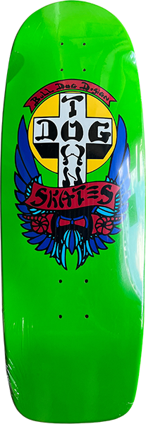 DOGTOWN BULL DOG 70S RIDER SKATEBOARD DECK-10X30.57 LIME DIP