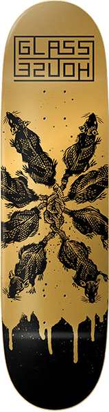 GLASS HOUSE RATS SKATEBOARD DECK 8.5 GOLD/BLK