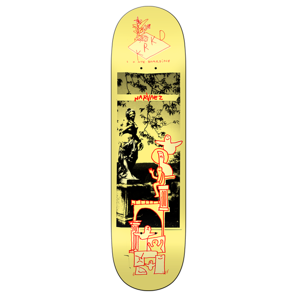 KROOKED NARVAEZ SCULPTURE GARDEN SKATEBOARD DECK-8.38 YELLOW w/grip