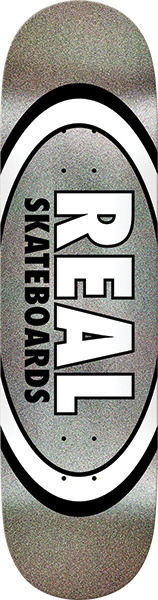 REAL EASY RIDER OVAL SKATEBOARD DECK-8.25 SILVER/BLK METALLIC