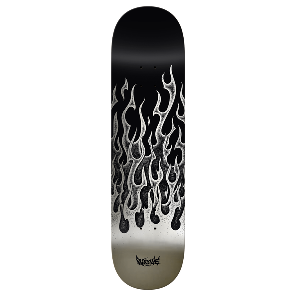 REAL HAUSE FLAMES REDUX SKATEBOARD DECK-8.5 TN SILVER