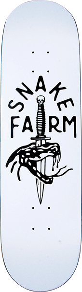 SNAKE FARM BOOM STICK SKATEBOARD DECK-8.375 WHT/BLK