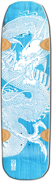 SMA HARADA SKATEBOARD DECK-9X33 LIGHT BLUE STAIN/WHT DRAGON