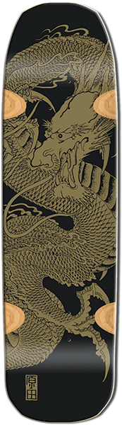SMA HARADA SKATEBOARD DECK-9X33 BLK DIPPED/GOLD DRAGON