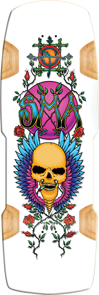 SMA HUMPSTON FLYING SKULL LTD SKATEBOARD DECK-11X33 WHITE DIP