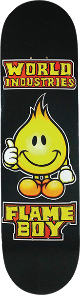 WORLD INDUSTRIES SOLID GOLD FLAME BOY SKATEBOARD DECK 8.1 BLACK