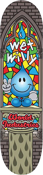 WORLD INDUSTRIES WET WILLY STAINED GLASS SKATEBOARD DECK 8.25 w/ grip