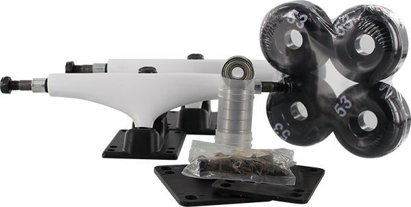 ESSENTIALS COMPONENT PACK 5.25 WHT/BLK W/53mm BLK TRUCKS SET