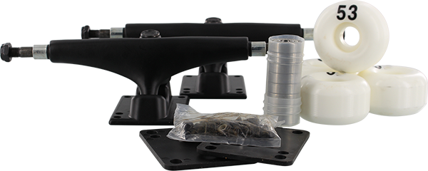 ESSENTIALS COMPONENT PACK 5.5 BLACK W/53mm WHITE TRUCKS SET