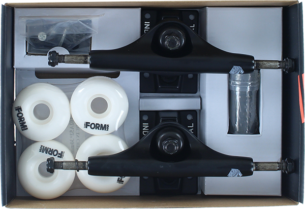 INDUSTRIAL COMP-PK 5.5 BLK/BLK w/52mm WHITE TRUCKS SET
