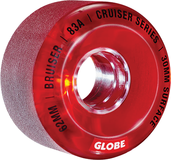 GLOBE BRUISER 62MM 83A CLEAR RED WHEELS SET