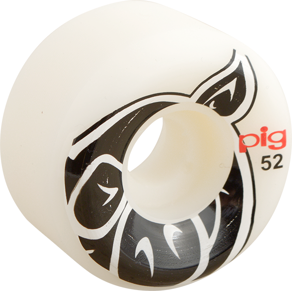 PIG HEAD CONICAL 52mm WHITE Skateboard Wheels Set