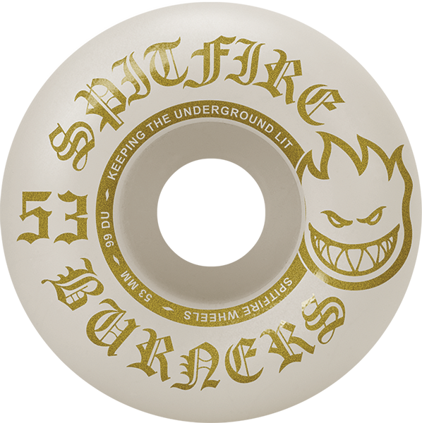 SPITFIRE BURNERS 53MM 99A WHT/GOLD WHEELS SET
