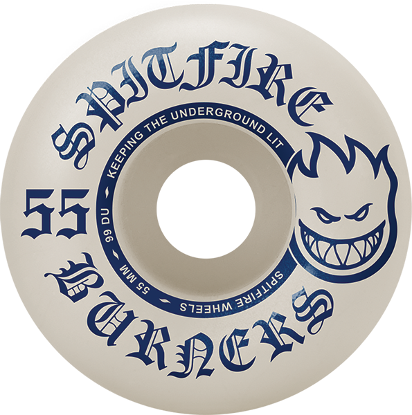 SPITFIRE BURNERS 55MM 99A WHT/BLU WHEELS SET