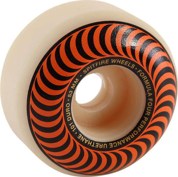 SPITFIRE F4 101a CLASSIC SWIRL 53mm WHT W/ORANGE WHEELS SET
