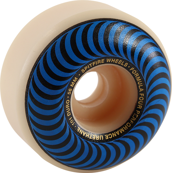 SPITFIRE F4 101a CLASSIC SWIRL 56mm WHT W/BLUE WHEELS SET