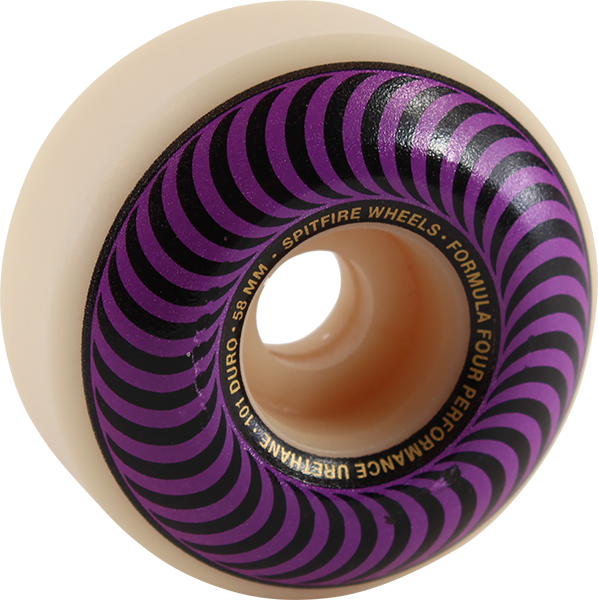 SPITFIRE F4 101a CLASSIC SWIRL 58mm WHT W/PURPLE WHEELS SET