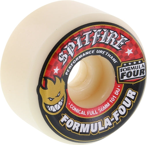 SPITFIRE FORMULA 4 101d CONICAL FULL 56mm WHT W/RED Skateboard Wheels set