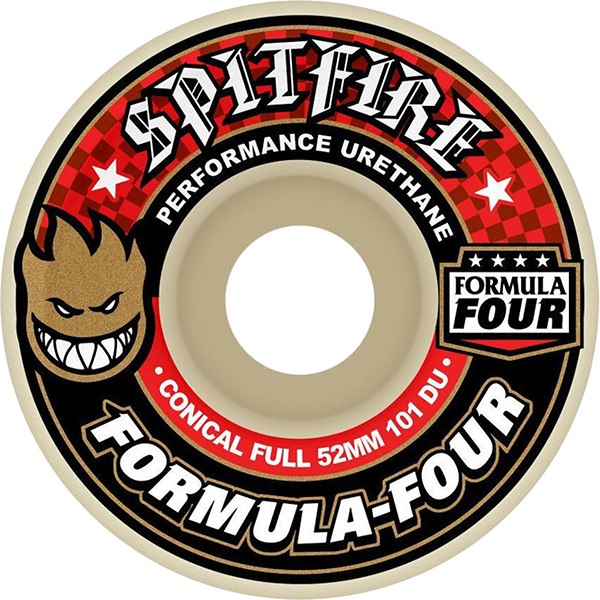 SPITFIRE F4 101a CONICAL FULL 58mm WHT W/RED WHEELS SET
