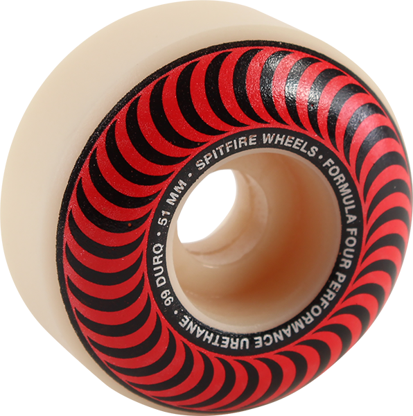 SPITFIRE F4 99a CLASSIC SWIRL 51mm WHT W/RED WHEELS SET