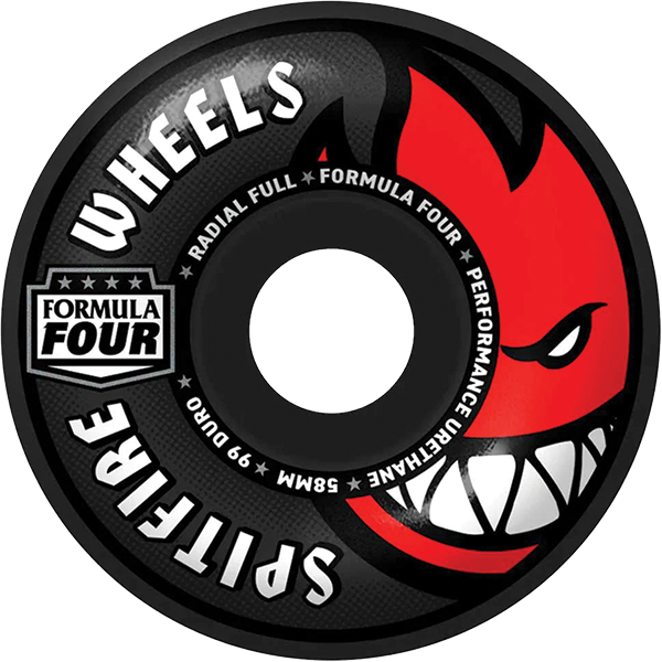 SPITFIRE F4 99a RADIAL FULL COLORS 58MM BLACK WHEELS SET