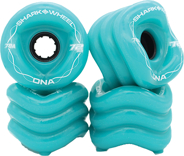 SHARK DNA 72mm 78a SOLID TURQUOISE BLACK WHEELS SET