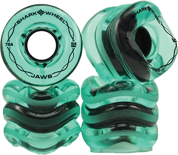 SHARK JAWS 54mm 78a TRANSPARENT EMERALD WHEELS SET