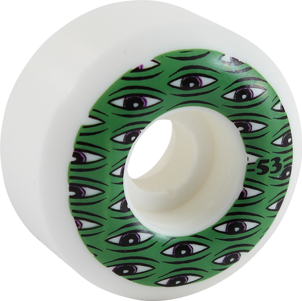 TOY MACHINE ALL SEEING 53mm WHT/GRN WHEELS SET