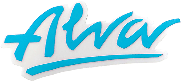 ALVA LOGO DECAL 1.5x4.5" AQUA