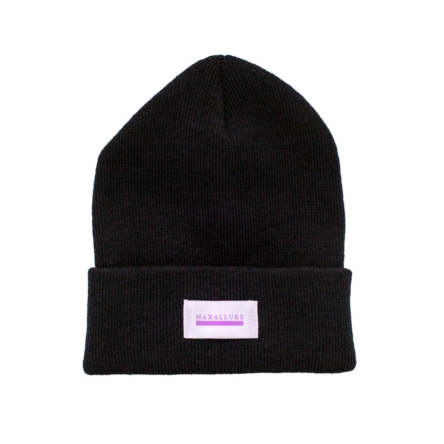 Maxallure Logo Patch Beanie Black White OneSize