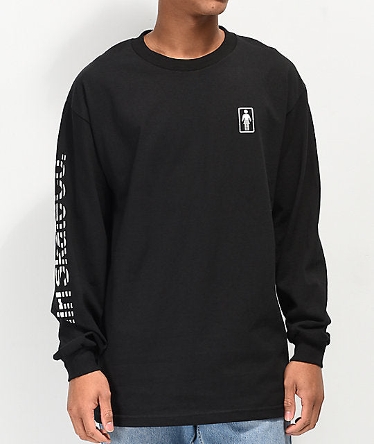 Girl Fasten Up Longsleeve Tshirt Black