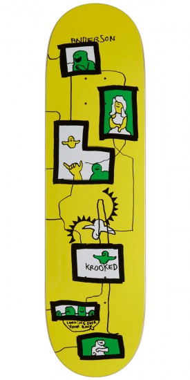 Krooked Anderson Frames Skateboard Deck Yellow Green 8.38