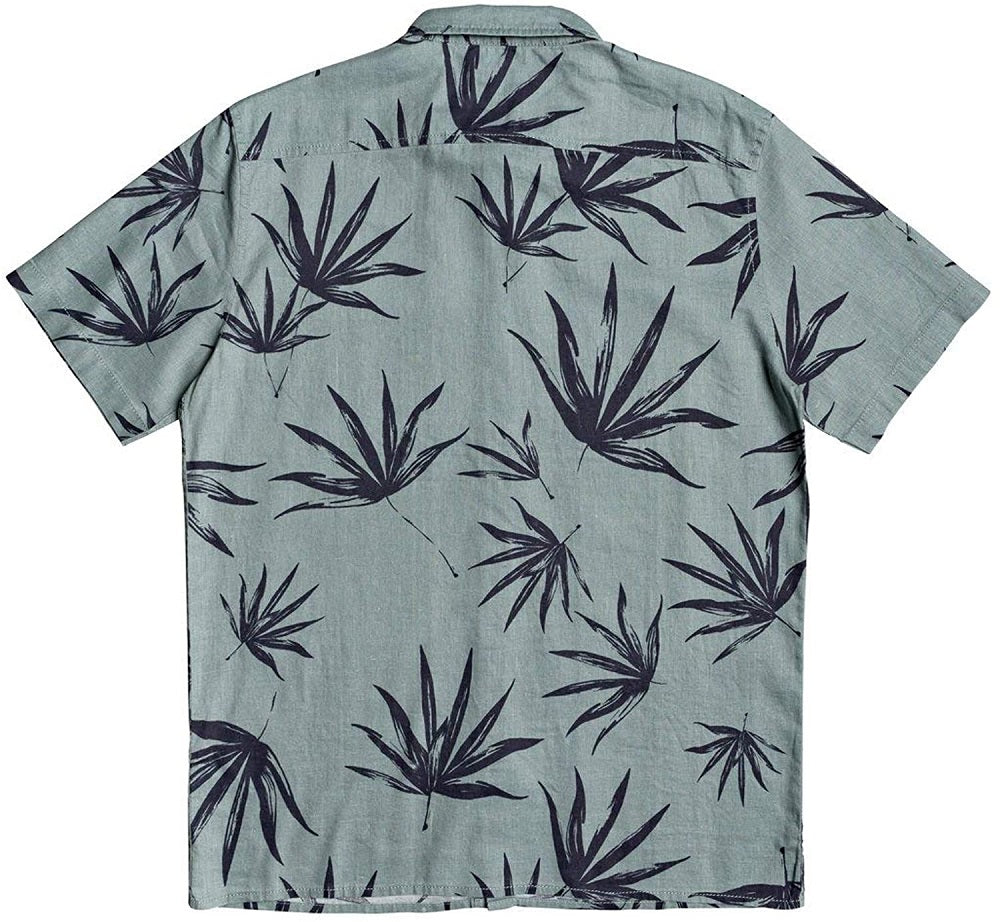 Quiksilver Deli Palms Button Up Blue Green M