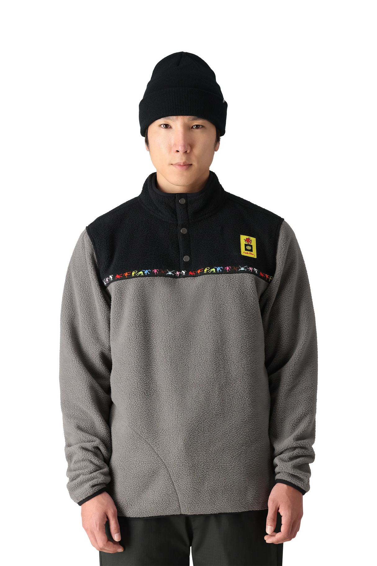 686 Tioga Fleece Pullover Mens Keith Haring Grey