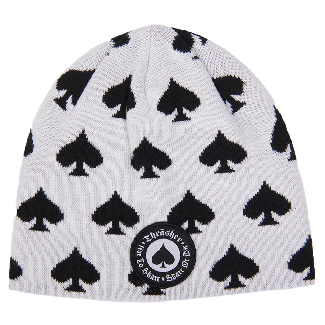 Thrasher Oath Skully Beanie White Black One Size
