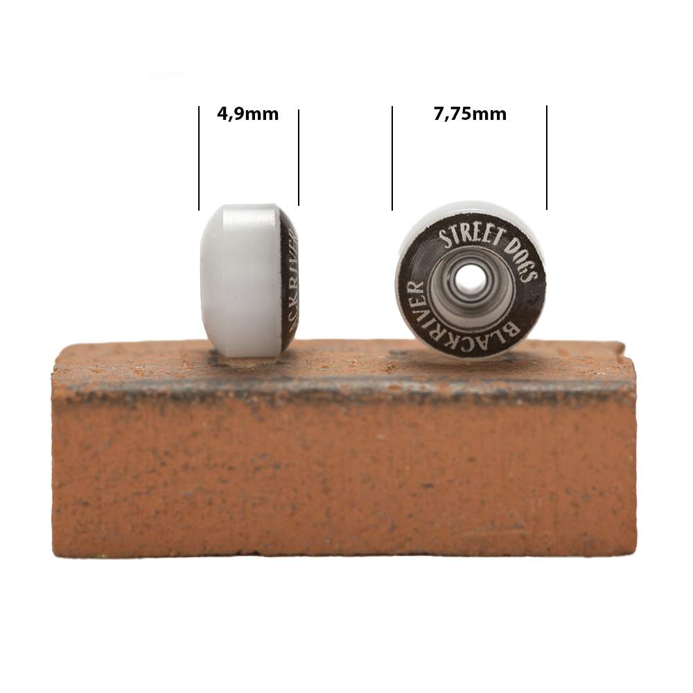 Blackriver Street Dogs Fingerboard Wheels Set White Black 7.75mm