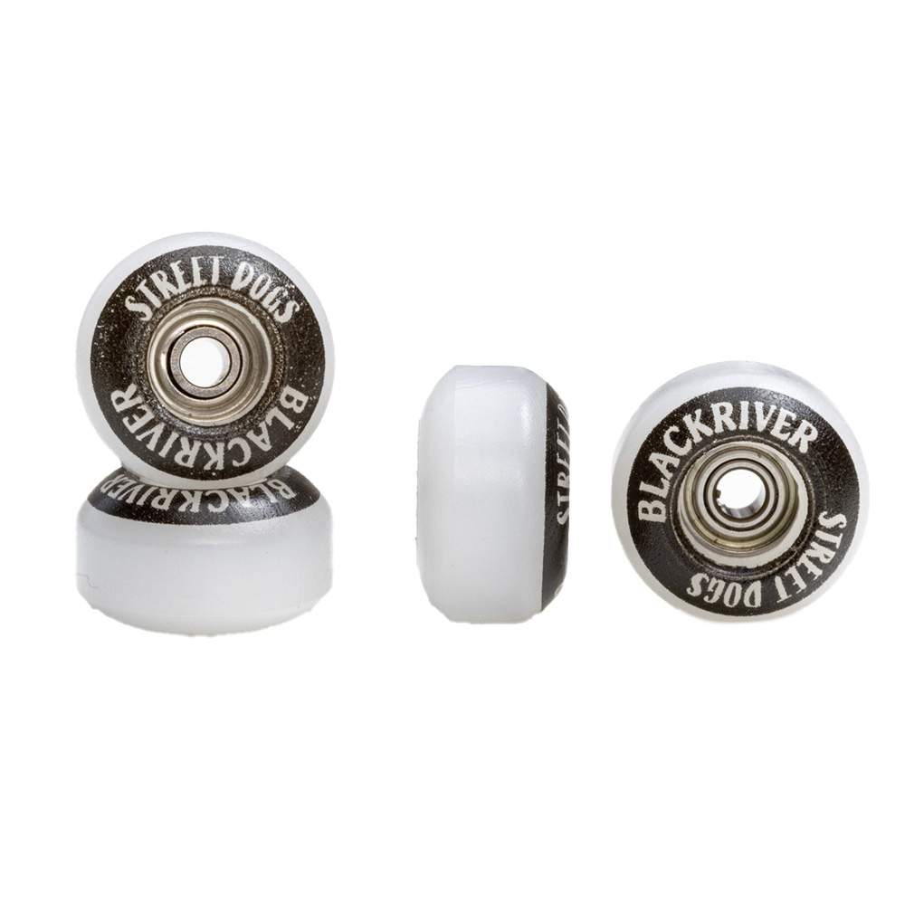 Blackriver Street Dogs Fingerboard Wheels Set White Black 7.75mm
