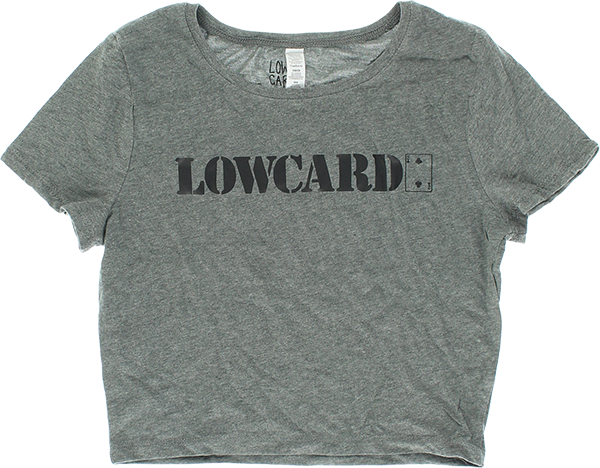 LOWCARD LOGO CROP TOP XS SMALL HEATHER GREY BLK