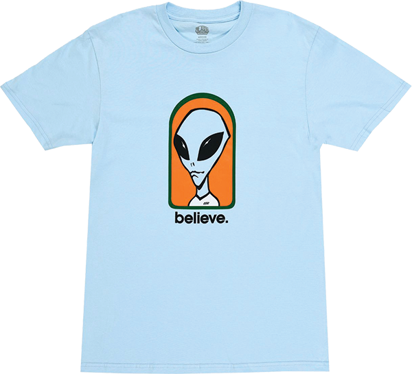 ALIEN WORKSHOP BELIEVE SS TSHIRT LARGE BLUE CHAMBRAY